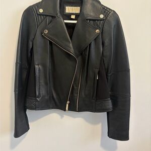 Michael Kors Black Leather Asymmetrical Moto Jacket
